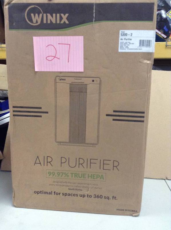 lot 27 image: Winix 5300-2 Air Cleaner with PlasmaWave Technology open box never used