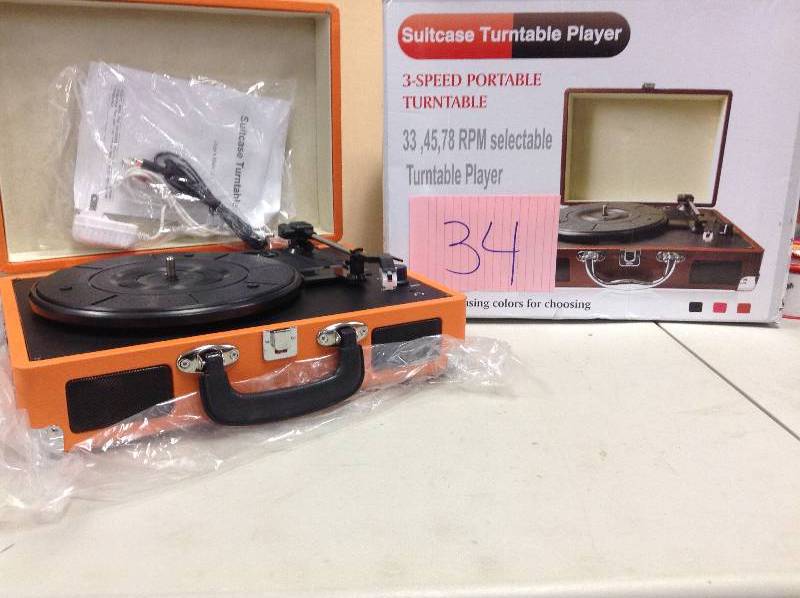 lot 34 image: Suitcase Turntable Player open box never used