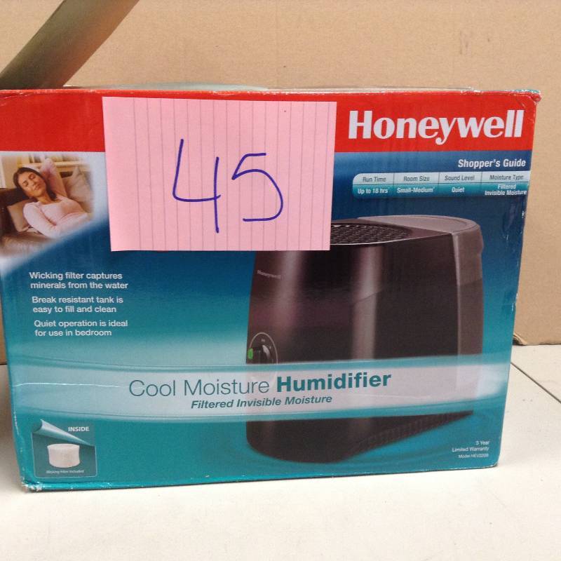 lot 45 image: Honeywell  Cool Moisture Humidifier, Black  open box never used