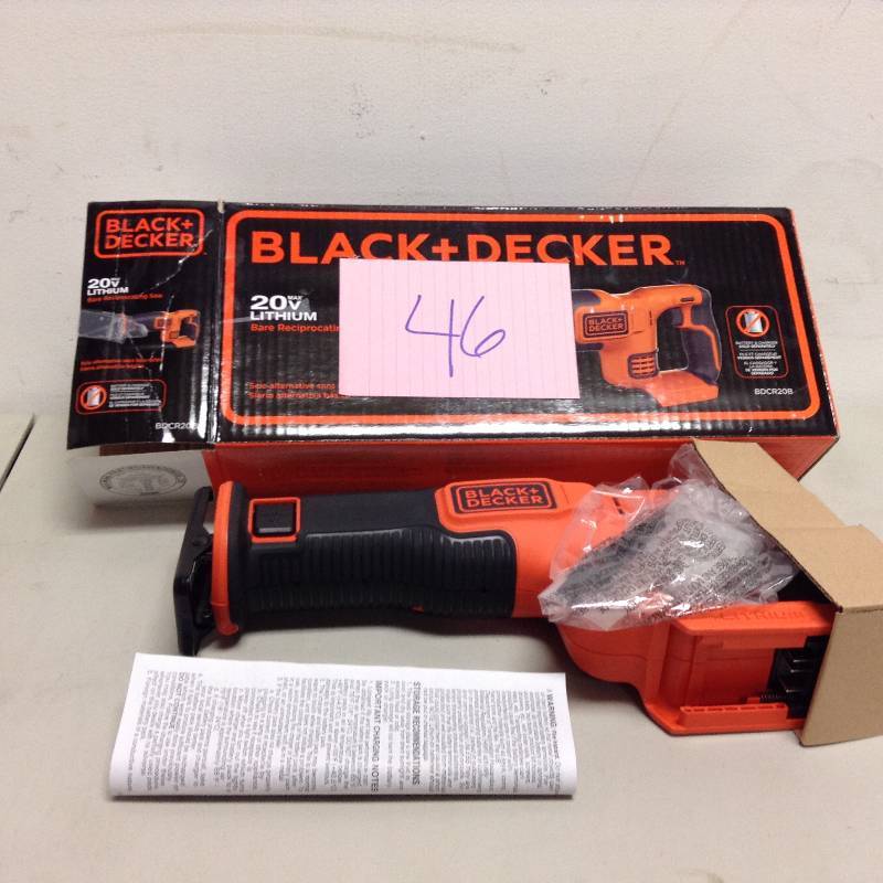 lot 46 image: BLACKDECKER BDCR20B 20V MAX Lithium Reciprocating Saw - Battery and Charger Not Included open  box never used