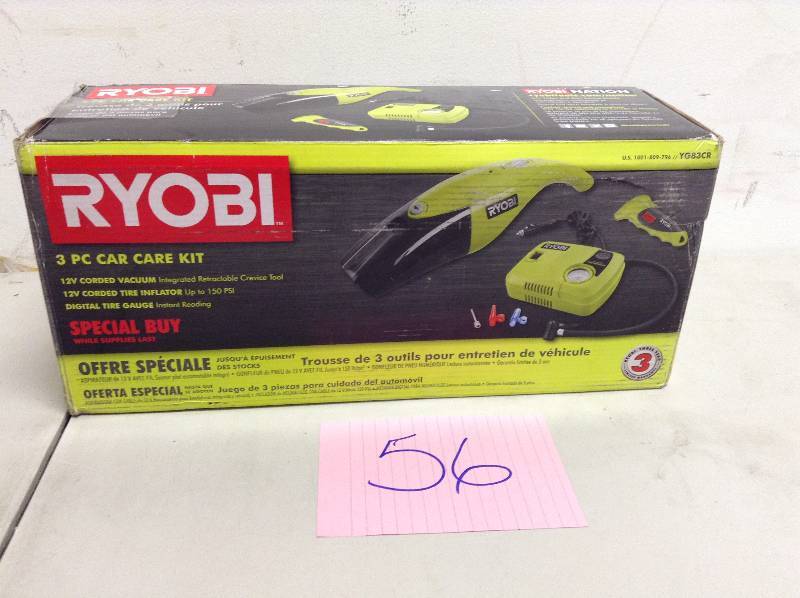 lot 56 image: Ryobi Car Care Kit (3-Piece) New