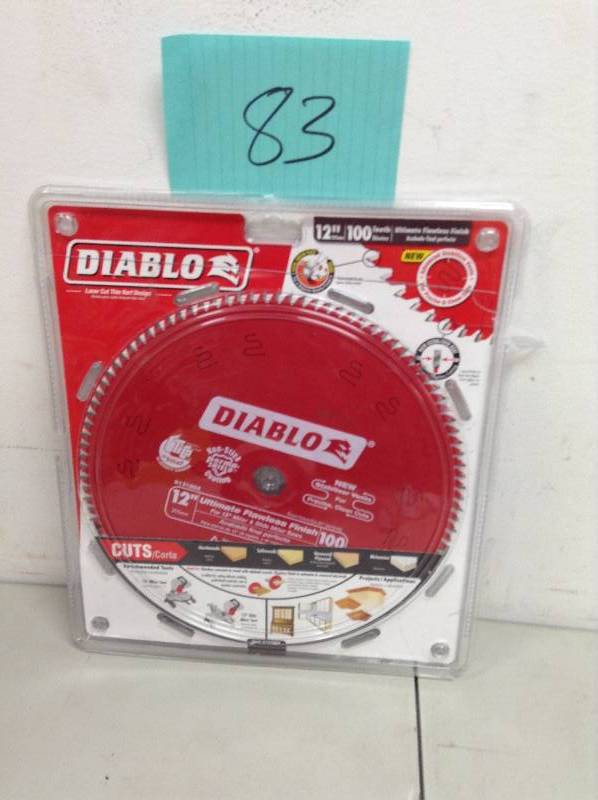 lot 83 image: Diablo 12 in. x 100-Tooth Ultimate Flawless Finish Saw Blade New