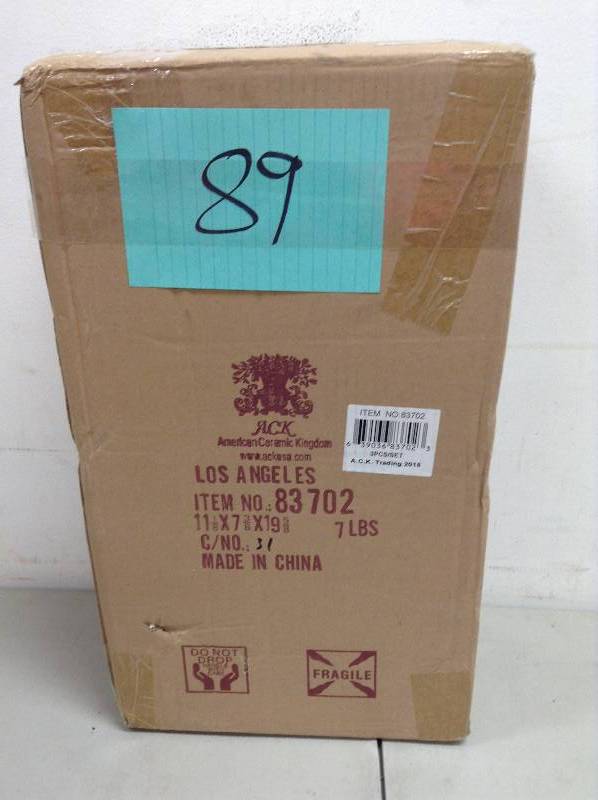 lot 89 image: Tuscany Black Rooster w Dots 3 pc Canister Set 83702 New