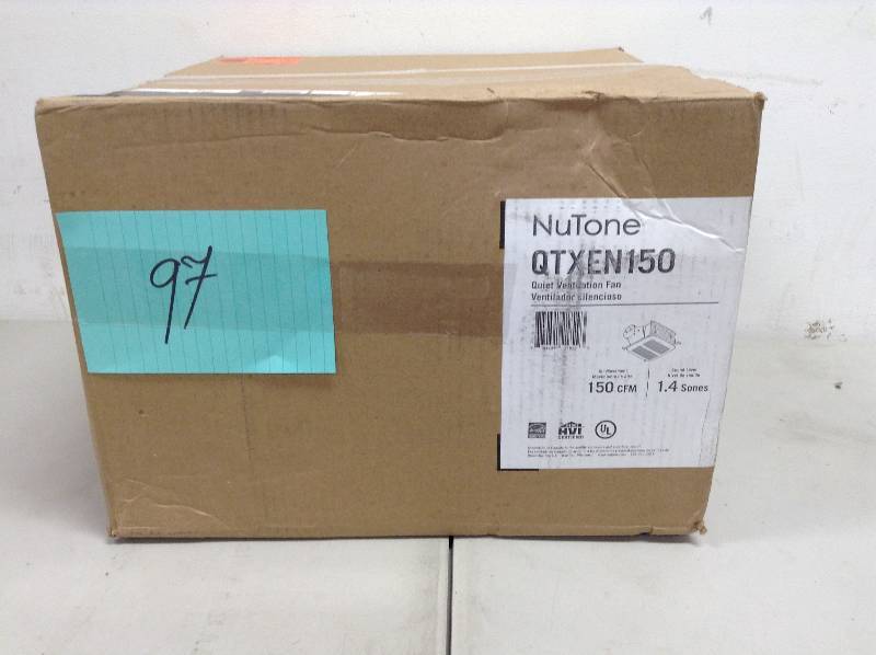 lot 97 image: NuTone QTX Series Quiet 150 CFM Ceiling Exhaust Bath Fan, ENERGY STAR Qualified open box never used