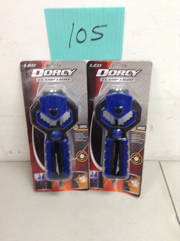 lot 105 image: Set of 2 DORCY CLAMP LED LIGHT BATTERY OPERATED - HANDS FREE - 41-1250 New