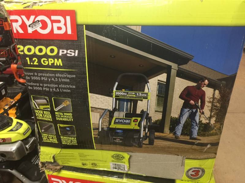 lot 125 image: Ryobi 2,000 PSI 1.2-GPM Electric Pressure Washer open box never used