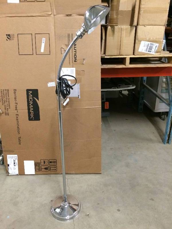 lot 47 image: Retails New $170 Nightingale Cool Touch Chrome Gooseneck Telescoping Industrial Medical Exam Light Lamp - Excellent Condition Super Chic For Your Industrial Look Reading Light Or Mechanics Garage
