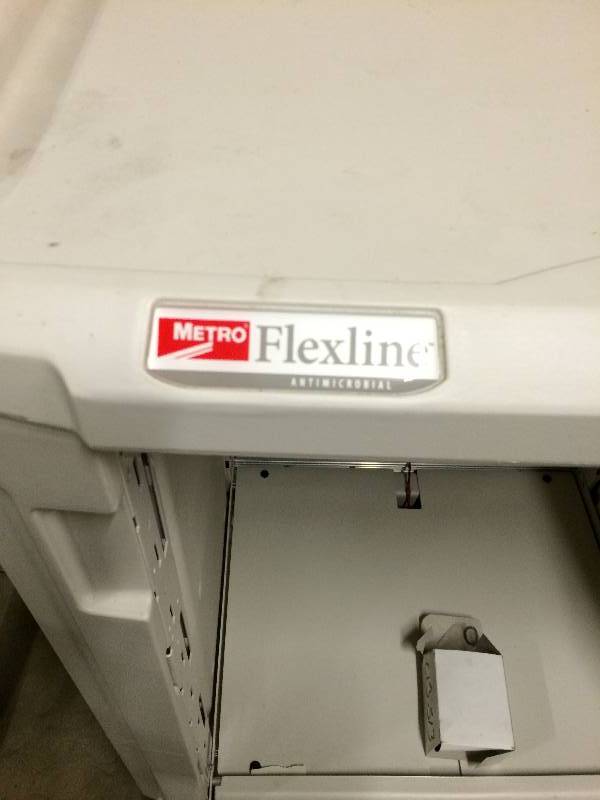 lot 51 image: Retails Used $300 Medical Metro Flexline AntiMicrobial Mobile Utility Crash Cart - No Drawers - Cart Only