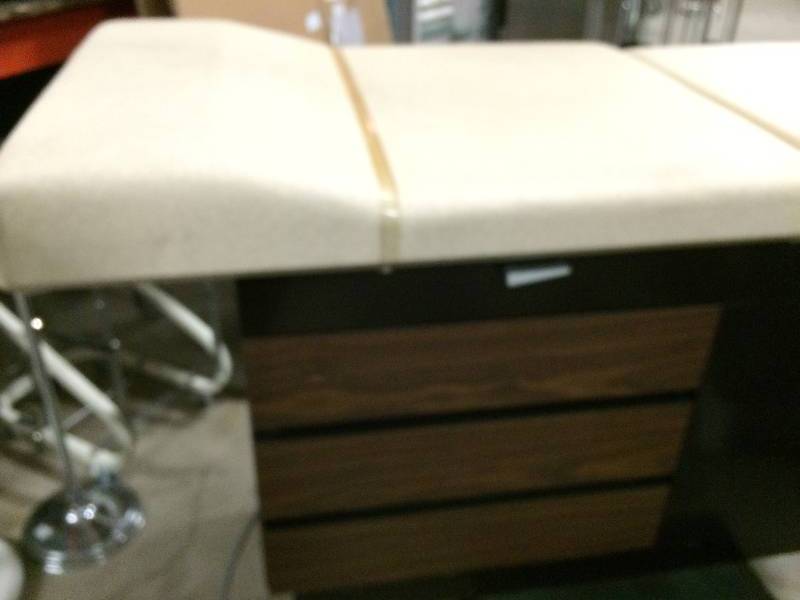 lot 54 image: Super NICE Woodgrain Midmark 100 Procedure Medical Patient Exam OBGYN Clinic Podiatry Chair Table With Retractable Stirrups