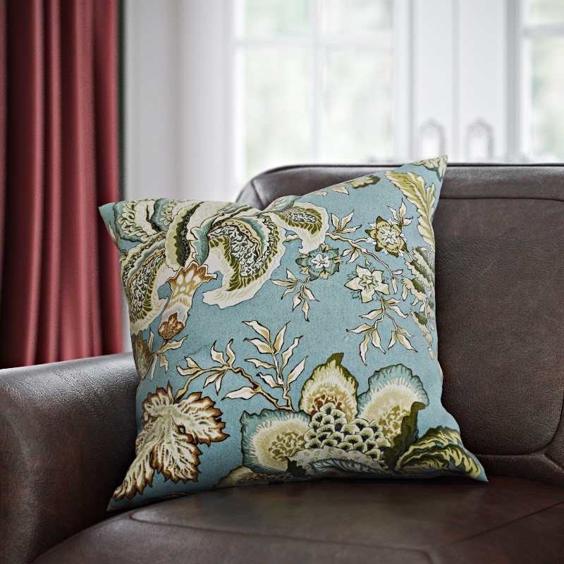 lot 52 image: 2x Osborne Floral Cotton Throw Pillow