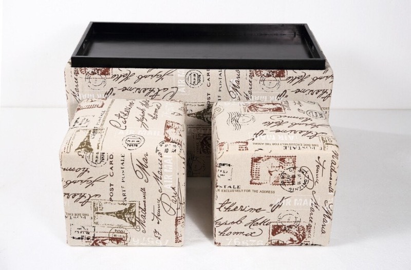 lot 62 image: Postal Print Storage Ottoman and 2 Stools