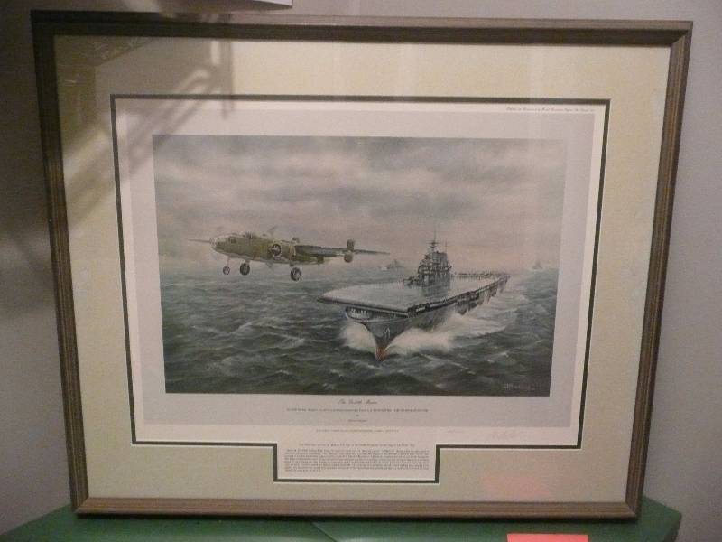 lot 4 image: (Signed By General James Doolittle - RARE) The Doolittle Mision by Jeffrey Pritchard - 1997 of 5000 - Approx 30wide 25high - Professionally Framed