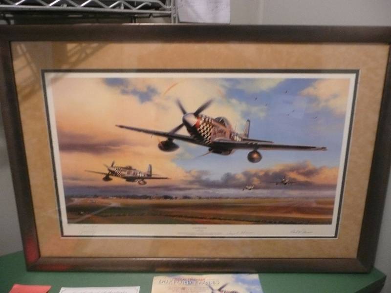lot 6 image: Duxford Eagles By Nicolas Trudgian - #50 of 50 - Signed By Three Pilots - Approx 39wide 27high - Professionally Framed
