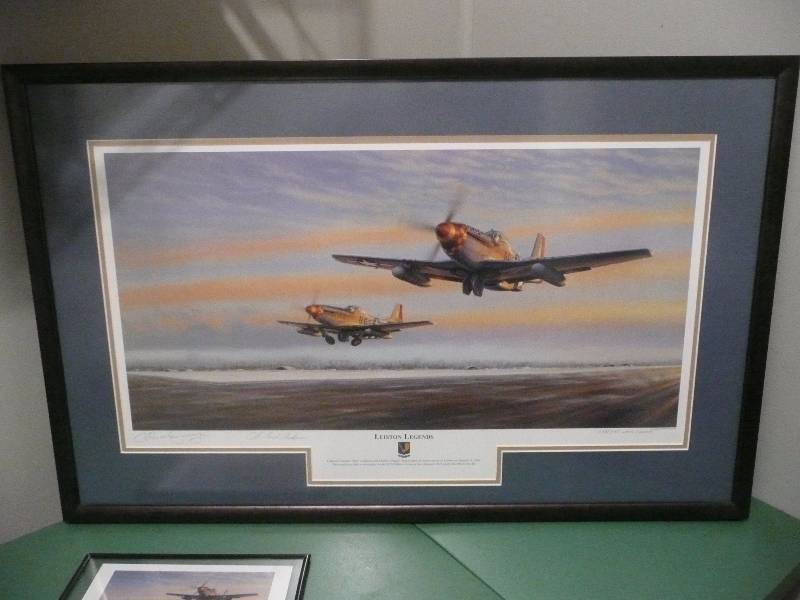 lot 7 image: Leiston Legends By Jim Laurier - Signed By Chuck Yeager & Bud Anderson - #122 of 750 - Approx 34wide By 22high - Professionally Framed