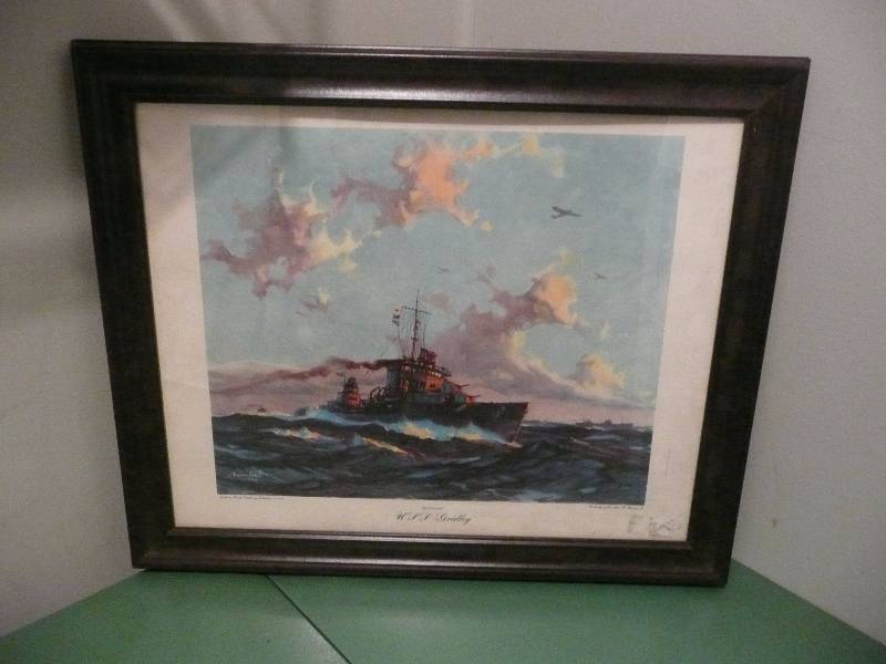 lot 11 image: Destroyer USS Gridley By Gordan Grant - 1942 Northern Pump Company - Approx 24wide 20high
