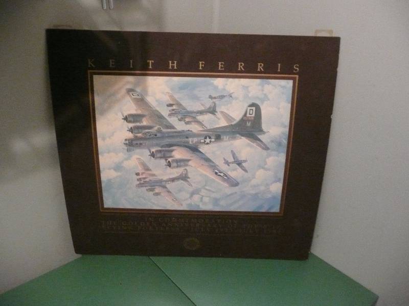 lot 23 image: Keith Ferris - In Commemoration - The Golden Anniversary of the B-17 - flying Fortress July 1935 - July 1985 - Approx 26wide 24high - See Pictures