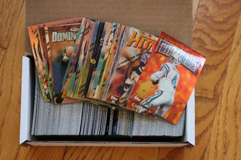 Box of 1997 Topps Finest Foot balls...