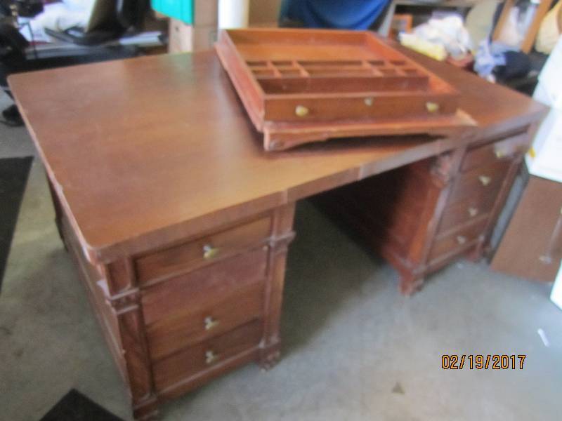 Antique solid wood desk, by Loten -...