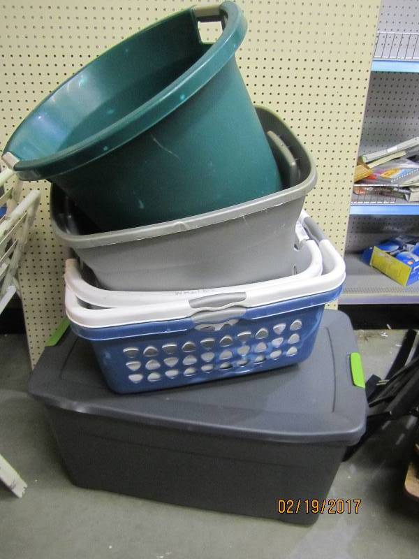 Lot of plastic storage totes...