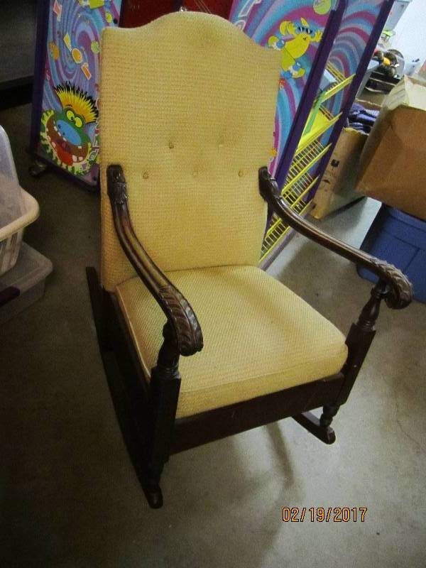 Wood frame upholstered rocking chai...