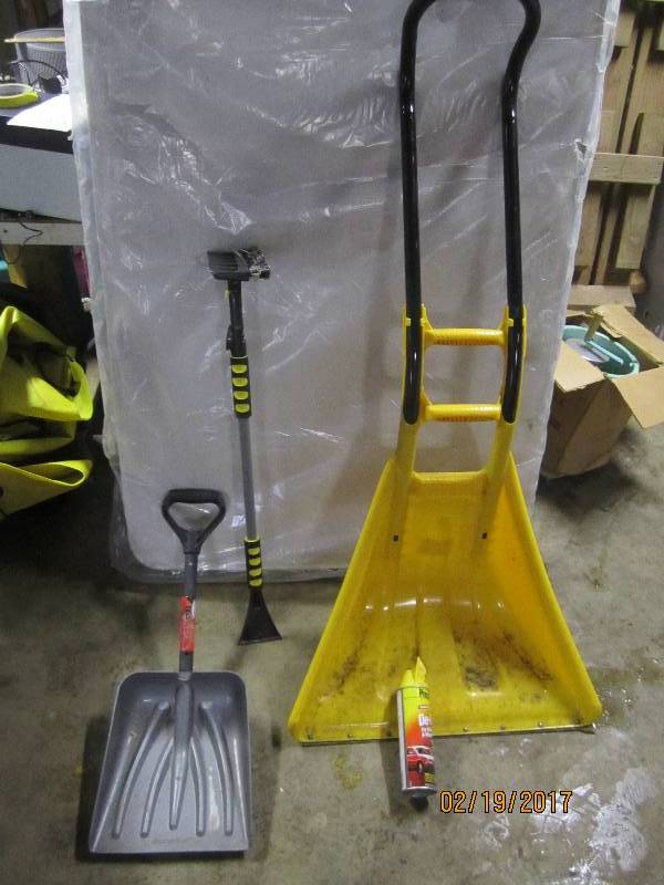 Lot of specialty snow shovels, read...