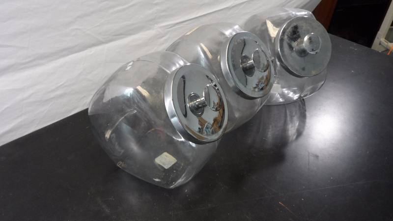 Three Glass Cookie Jars
