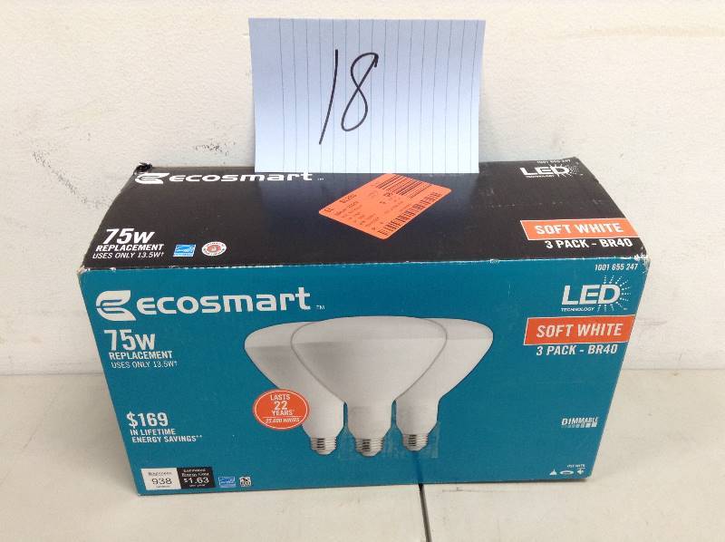 EcoSmart 75W Equivalent Daylight BR40 Dimmable LED Light Bulb (3-Pack) New
