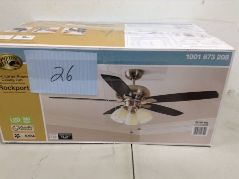 Hampton Bay Hampton Bay Rockport 52 in. LED Brushed Nickel Ceiling Fan