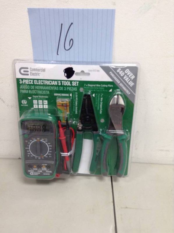 Commercial Electric 3 PC Electricians Tool Set New