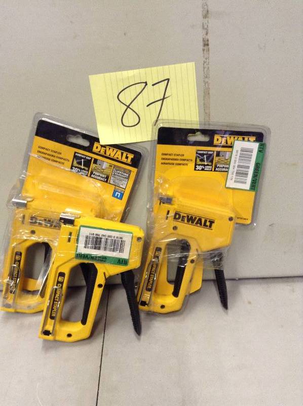 Lot of 3 Dewalt compact Staplers