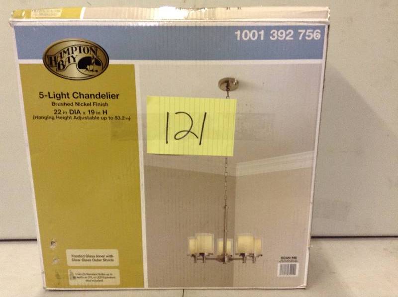 Hampton Bay 5 Light Chandelier Brushed Nickel Finish