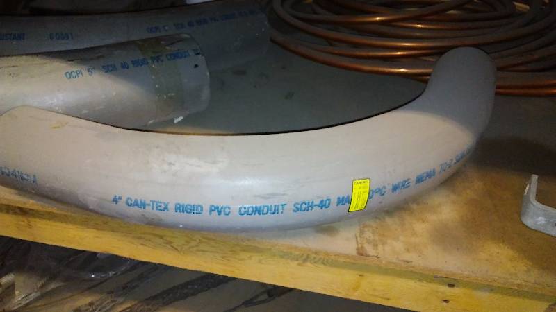 lot 116 image: 5 Inch Conduit Elbow (2) and 4 Inch Conduit Elbow (1)
