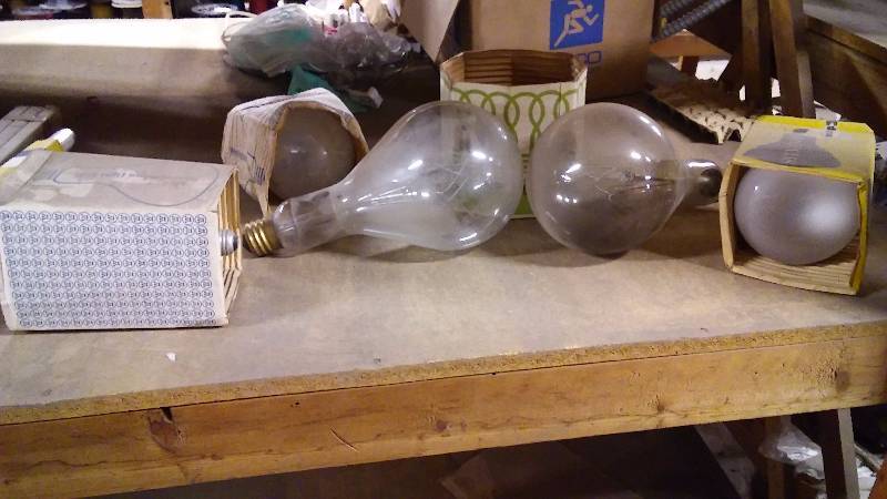 lot 149 image: Extra Large Bulbs (2) 1500W, and spotlight (3)