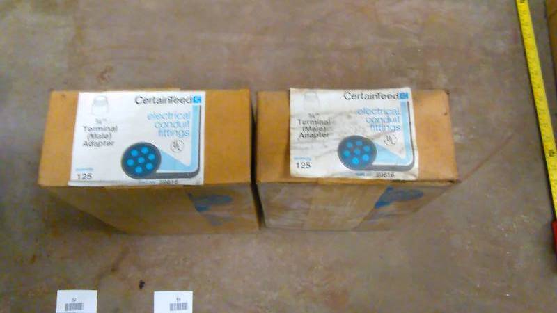 lot 53 image: PVC Electrical Conduit Fittings, � in. Terminal Male adapter, qty. 150, by CertainTeed, Model 59616, New in Box