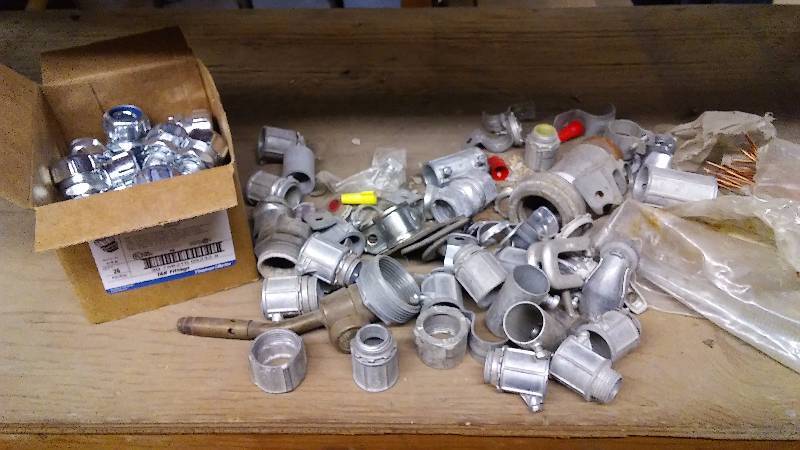 lot 235 image: Misc. Conduit Connectors, Galvanized and � Inch Liquid Tight Conduit connectors (25) New