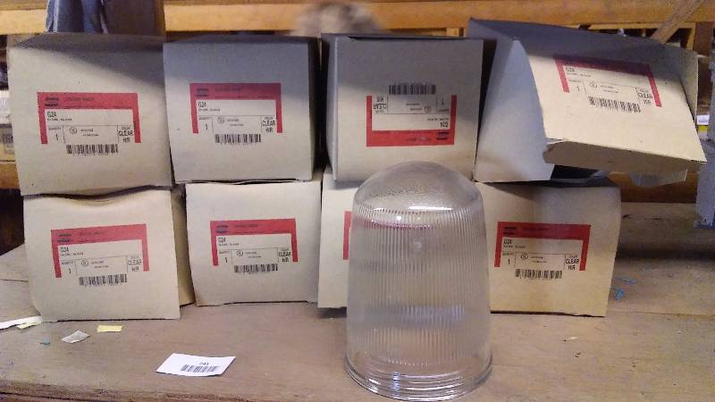 lot 241 image: Clear Globes (8) New in Box, Crouse and Hinds, Model No.  G24 Glass Clear Globe