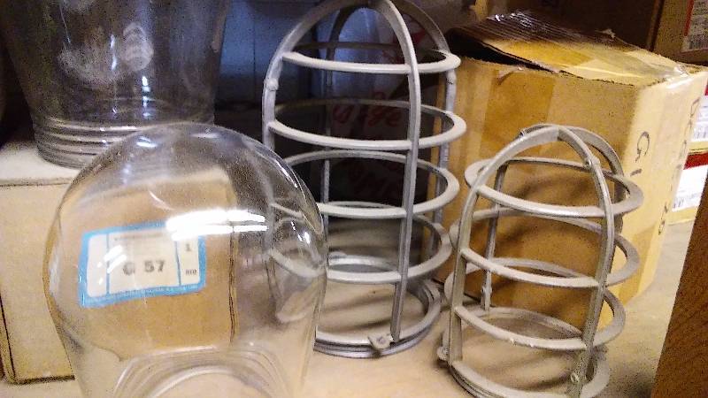 lot 242 image: Globes Galore, Red (5), Clear (9), globe guards and bases