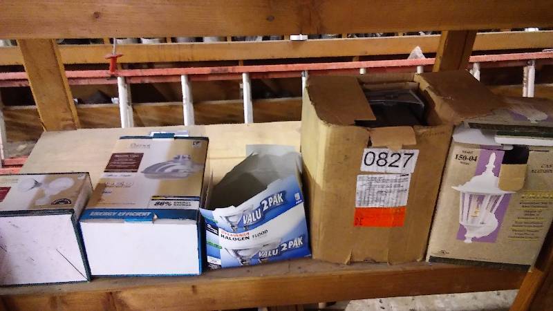 lot 258 image: Exterior Lights (4) variety and flood light bulbs (2)