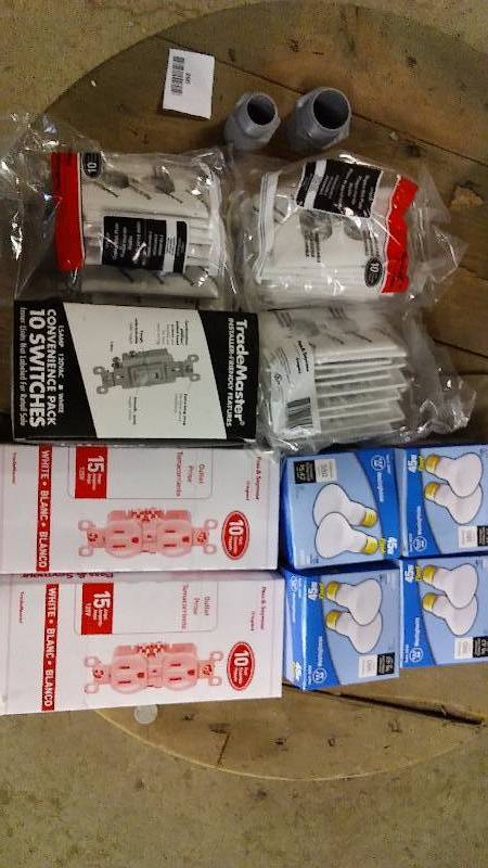 lot 260 image: New in Box Plug in, switches, plates and bulbs