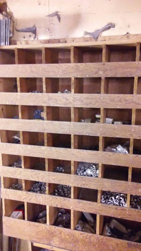 lot 293 image: 41 Bin Lot, Galvanized Box and Conduit Supply Pieces
