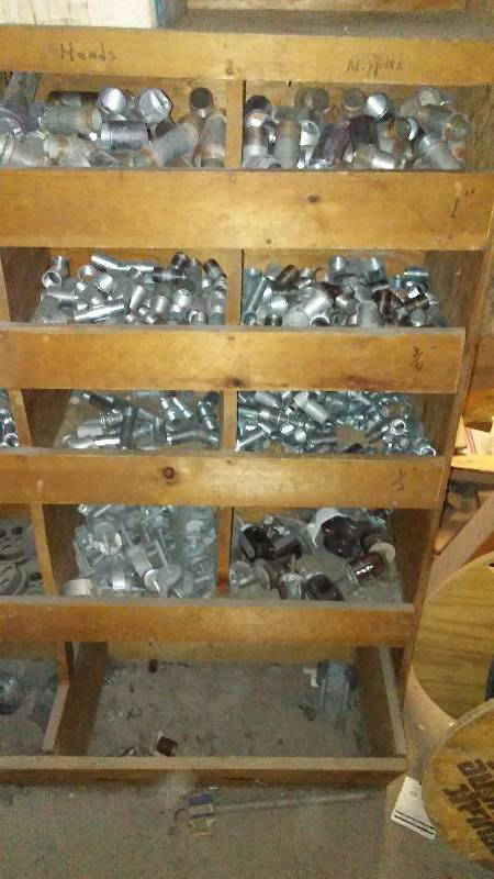 lot 308 image: Several Bins (8) of Galvanized  Zinc and Insulators � See pictures for full details