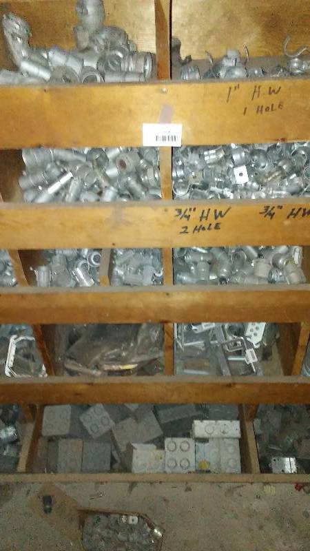 lot 313 image: Several Bins (9) of Galvanized  Zinc See pictures for full details