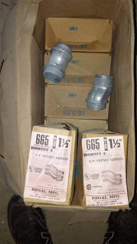 lot 337 image: � inch offset nipples, by Regal Mfg. Size 1 � Inch (7) each of the 7 boxes contain 5 units
