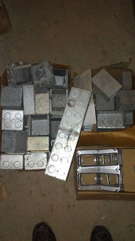 lot 339 image: Galvanized Gang Boxes, Singles, Doubles, Triples and Face Plates