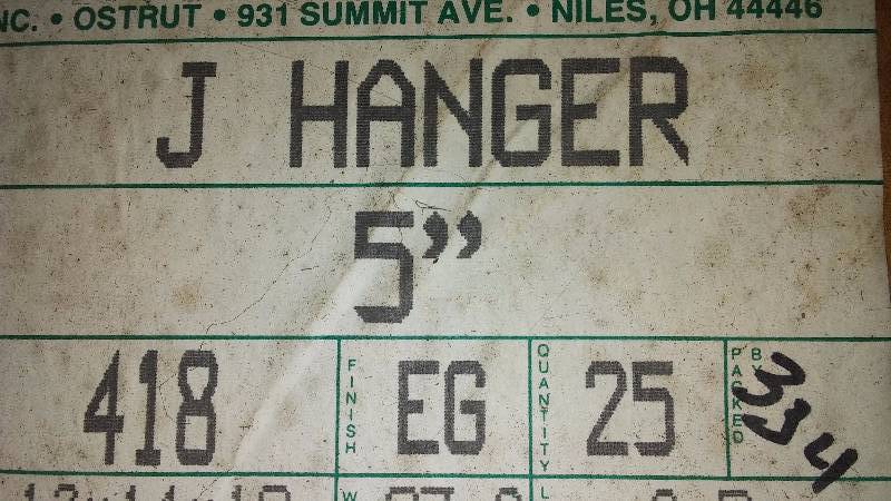 lot 423 image: 5 Inch J Hangers (Case of 25)