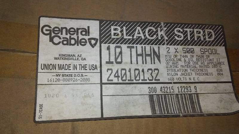 lot 429 image: General Cable (10 THHN 2 X 500 Spool (2 Cases)