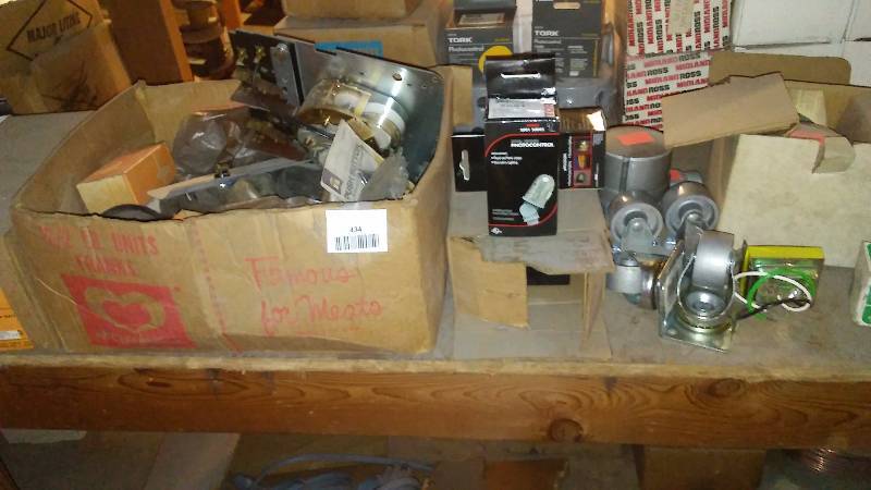 lot 434 image: Light Fixtures, Photo Controls, Casters, transformers, Solenoid and more