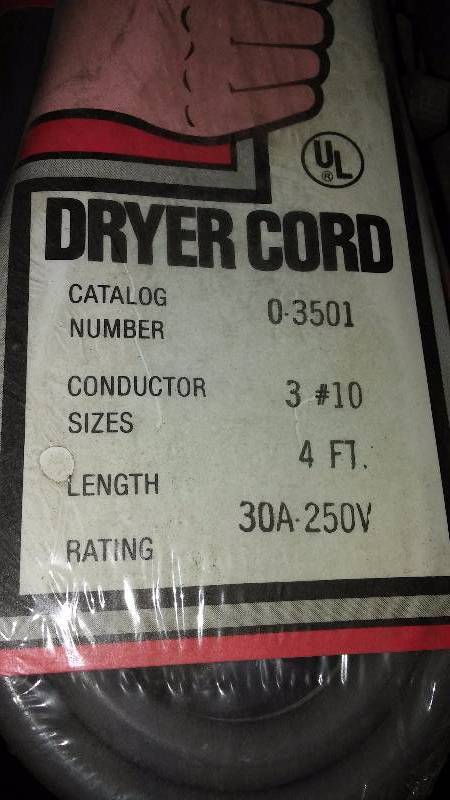 lot 435 image: Dryer Cord, 3 and 4 Ft Length, (approx. 18)