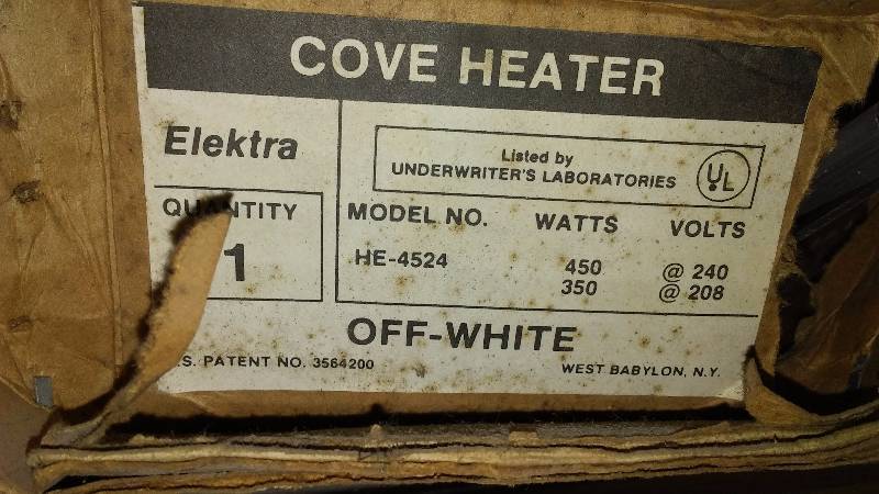 lot 480 image: Elektra-Cove Heater � New in Box, 34 inches long