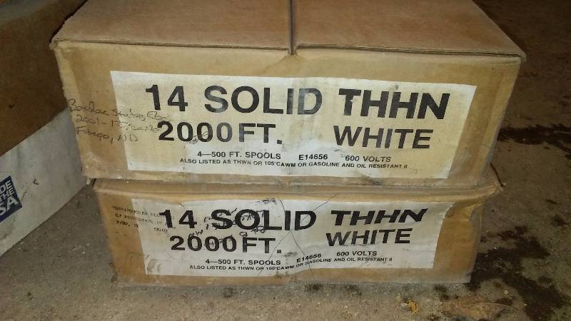 lot 603 image: 2000 ft. each THHN 14 White Wire (2)
